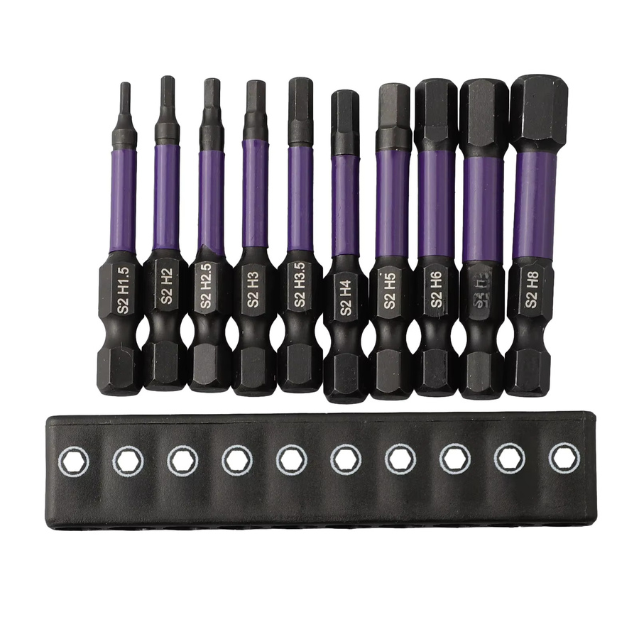 VIBRATITE Magnetisches Sechskant-Schraubendreher Bit Set 1/4 Zoll Schaft H1,5-H6 mit Bit Halter für Handbohrer und Schrauber, 10 Stück - Bild 4