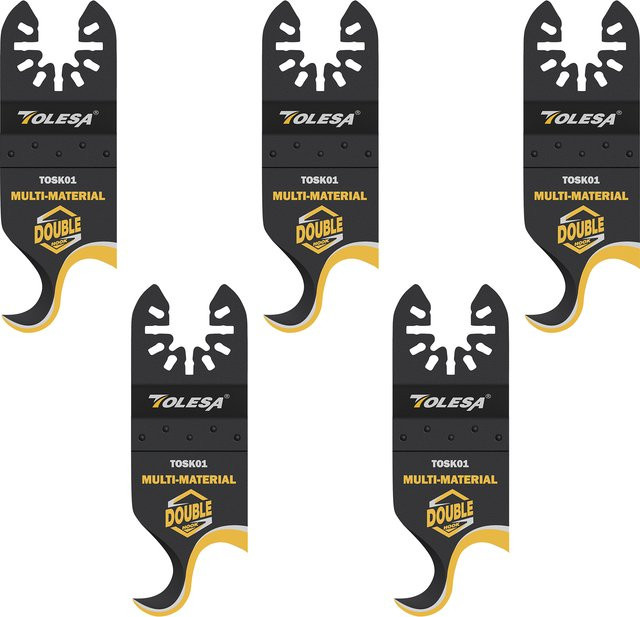 TOLESA 5 Stück oszillierende Multitool-Hakenmesserklingen zum Schneiden von weichen Materialien und Teppich - Bild 1
