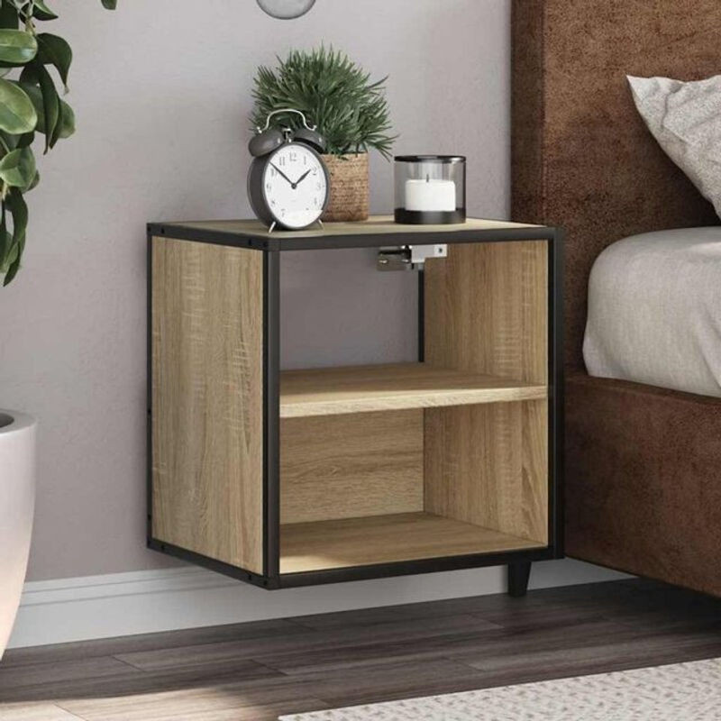 Wand-Nachttisch Vidaxl in Sonoma-Eiche Braun im Industrial-Design, B/T/H: 40 x 31 x 39,5 cm - Bild 1