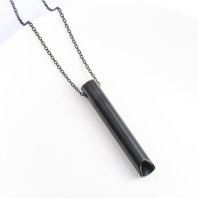 Pfeifenanhänger mit Kette, Edelstahl, schwarz, Unisex - Bild 1