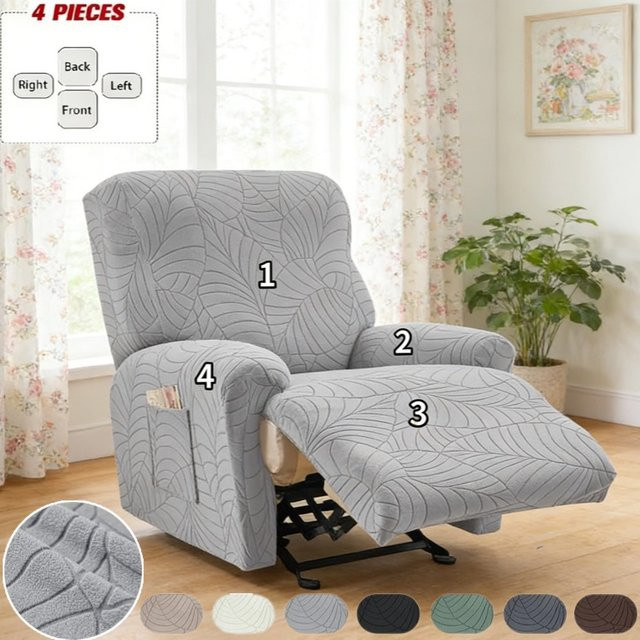 WANERQU Sesselüberzug Nordic Split Recliner aus Jacquard in Grau für 1-Sitzer Sessel - Bild 1