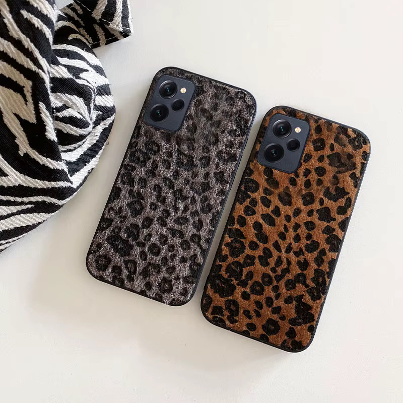 Xiaomi Luxus Leopard Leder Plüsch Handyhülle Stoßfest Soft Cover für Redmi Note 11 12 13 Plus Pro 4G 5G 11S 12S in Braun Multicolour - Bild 3