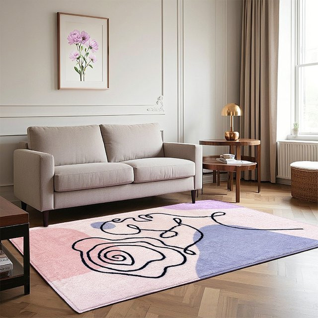 VIKAMA Moderner Geometrie-Teppich in Multicolour, Rutschfeste Rechteckige Bodenmatte für Wohnzimmer und Schlafzimmer - Bild 1