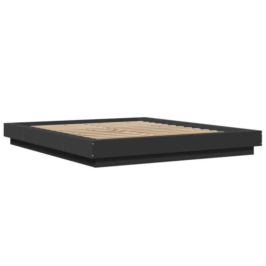 vidaXL Bettgestell modern in Schwarz mit LED-Unterbettbeleuchtung und USB-Ladeport aus Holzwerkstoff B/T/H: 150 x 200 cm - Bild 2