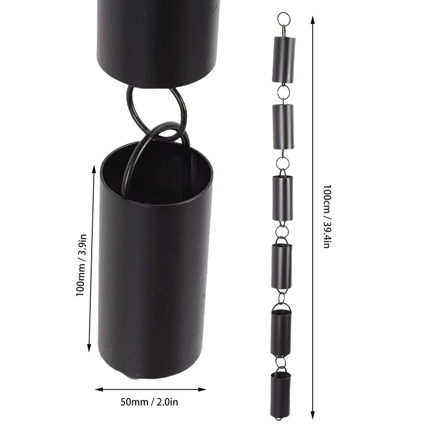TOPINCN Regenfangkette Zylinder aus Aluminiumlegierung, Schwarz, Höhe: 100 cm - Bild 3