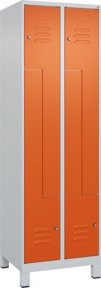 C+P Z-Spind Classic PLUS mit 4 Fächern, Zylinderschloss und Füßen, Grau/Orange, H x B x T: 195 x 60 x 50 cm - Bild 1