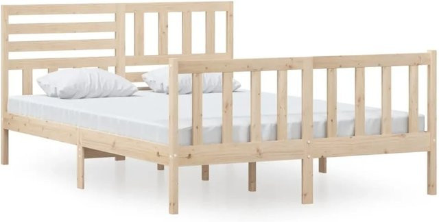 vidaXL Massivholzbett aus Kiefer in Braun und Beige, B/T/H: 140 x 200 cm - Bild 1