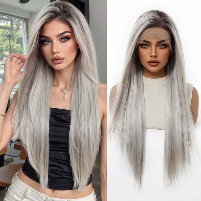 HAIRCUBE Perücke, Platin Highlight, Synthetisch, Damen - Bild 1