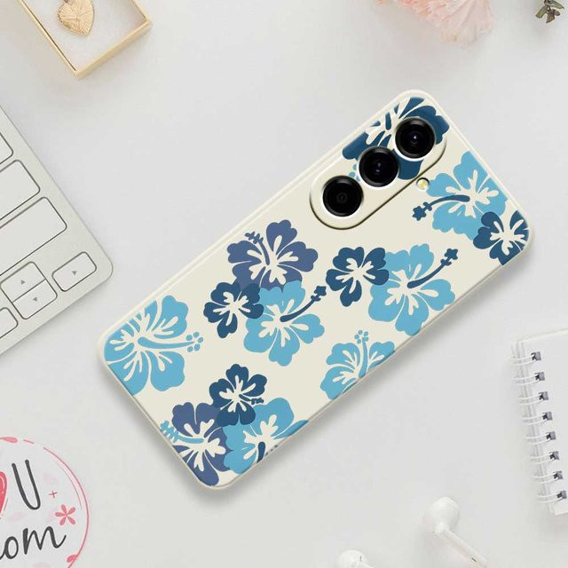 Samsung Handyhülle Soft Cover mit blauem Blumenmuster für Galaxy A56 A55 A54 A53 A52 A51 A35 A34 A32 A31 A25 A23 A22 5G/4G - Bild 1
