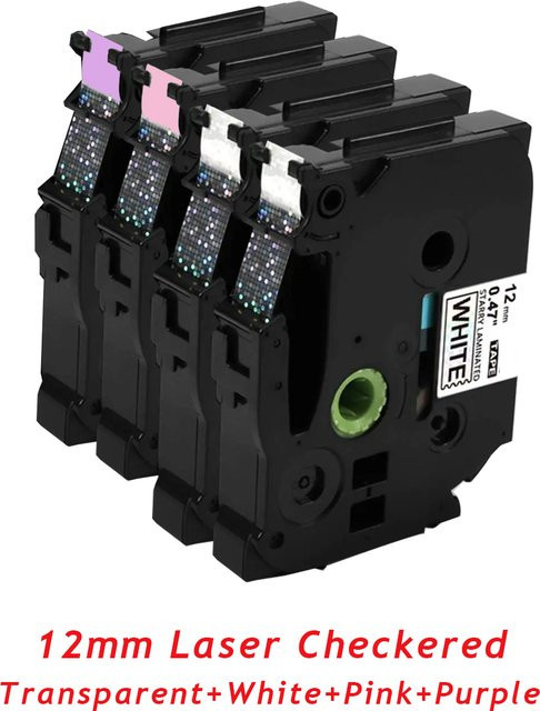 4er-Pack Brother TZe-231L1 131L1 Etikettenband Laser-Glitzer in Multicolor, 12 mm x 8 m, kompatibel mit Brother PT-D210, PT-H110 und PT-710BT - Bild 1