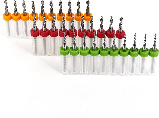Augusttools 10er Set Hartmetall PCB Bohrer für Leiterplatten und Mini CNC Bohrer mit Durchmessern von 0,1 mm bis 5 mm - Bild 1