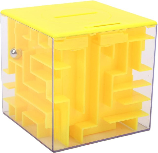 Toys Arts Labyrinth Puzzle Spardose, 3D Transparent, gelb - Bild 1
