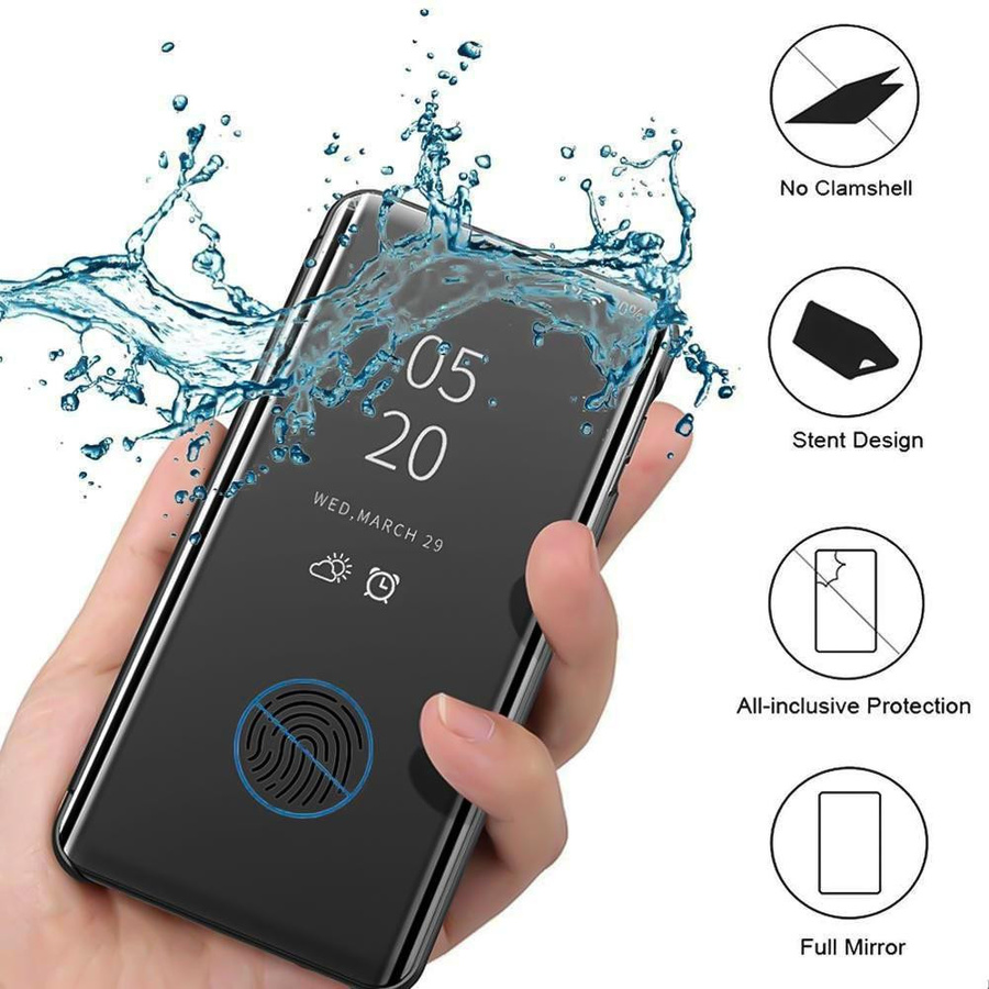 Spiegel Smart Protect Leder Flip Hülle mit Ständer Funktion für Samsung Galaxy S25 S26 Ultra S24 Plus S23 Plus S21 S20 FE transparent - Bild 1