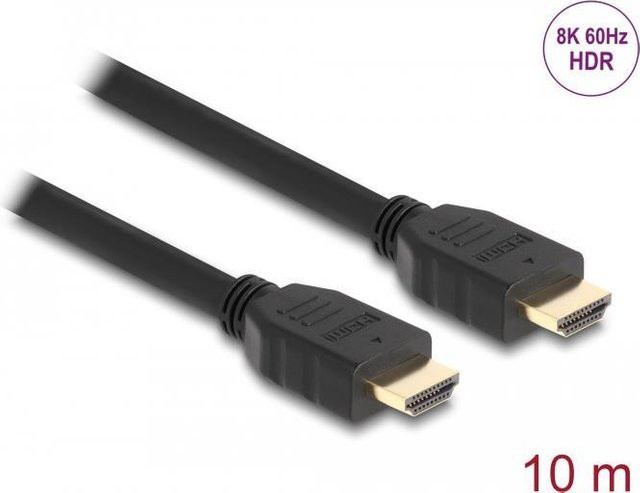 Delock Highspeed HDMI-Kabel mit Ethernet in Schwarz, 10,0 m, unterstützt 8K 60 Hz und bis zu 48 Gbps Datentransferrate - Bild 1
