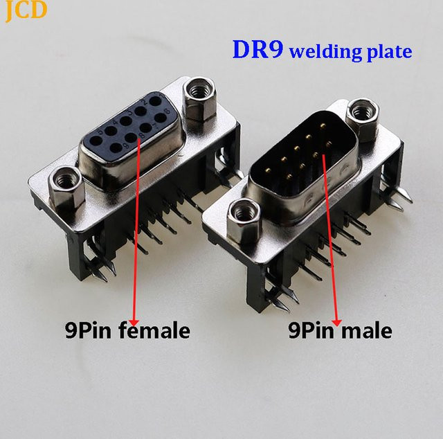 D-Sub 9-poliger Stecker DB9 DR9 RS232 mit 90 Grad Winkel, rechtwinklig geschweißt, Pin oder Loch in Silber - Bild 1