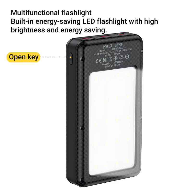 BRYNTHORX 18650 Powerbank-Akkubox mit LED-Licht und Tragedesign in Schwarz für iPhone und Xiaomi, 10W, Platz für 6 Akkus - Bild 4