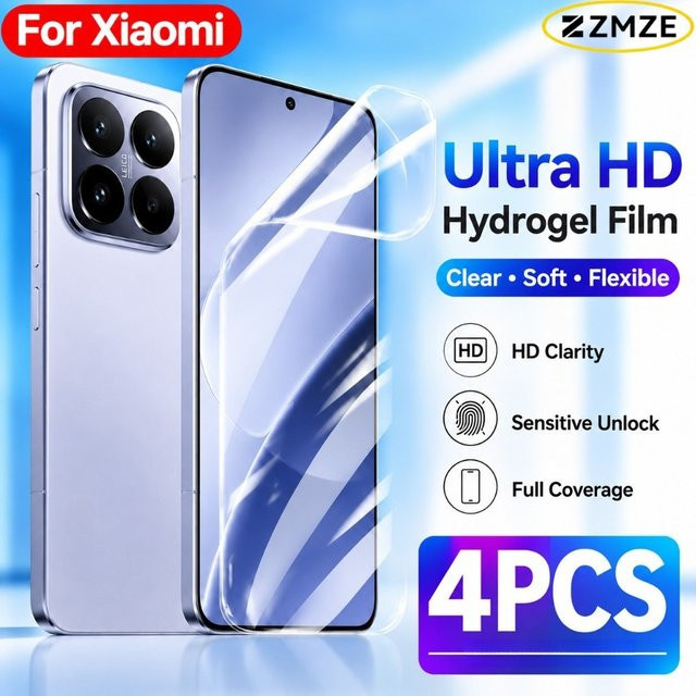 4er-Pack Anti-Kratz HD Hydrogel-Schutzfolie für Xiaomi in Transparent für verschiedene Modelle wie Xiaomi 17 Ultra, 17 Pro Max, 15T und 14T - Bild 1