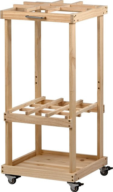 DOBAR Mobiler Gartengerätehalter aus Kiefernholz auf Rollen in Braun, B/T/H: 38,0 x 86,0 x 38,0 cm - Bild 1