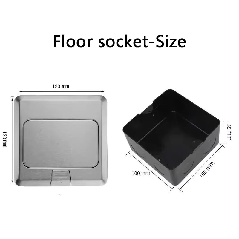 T&I Pop-up-Bodenteckdose mit EU/Universal-Steckdose in Silber für Besprechungsräume, Einbau-Desktop-Buchse B/T/H: 12,0 x 10,0 x 5,5 cm - Bild 3