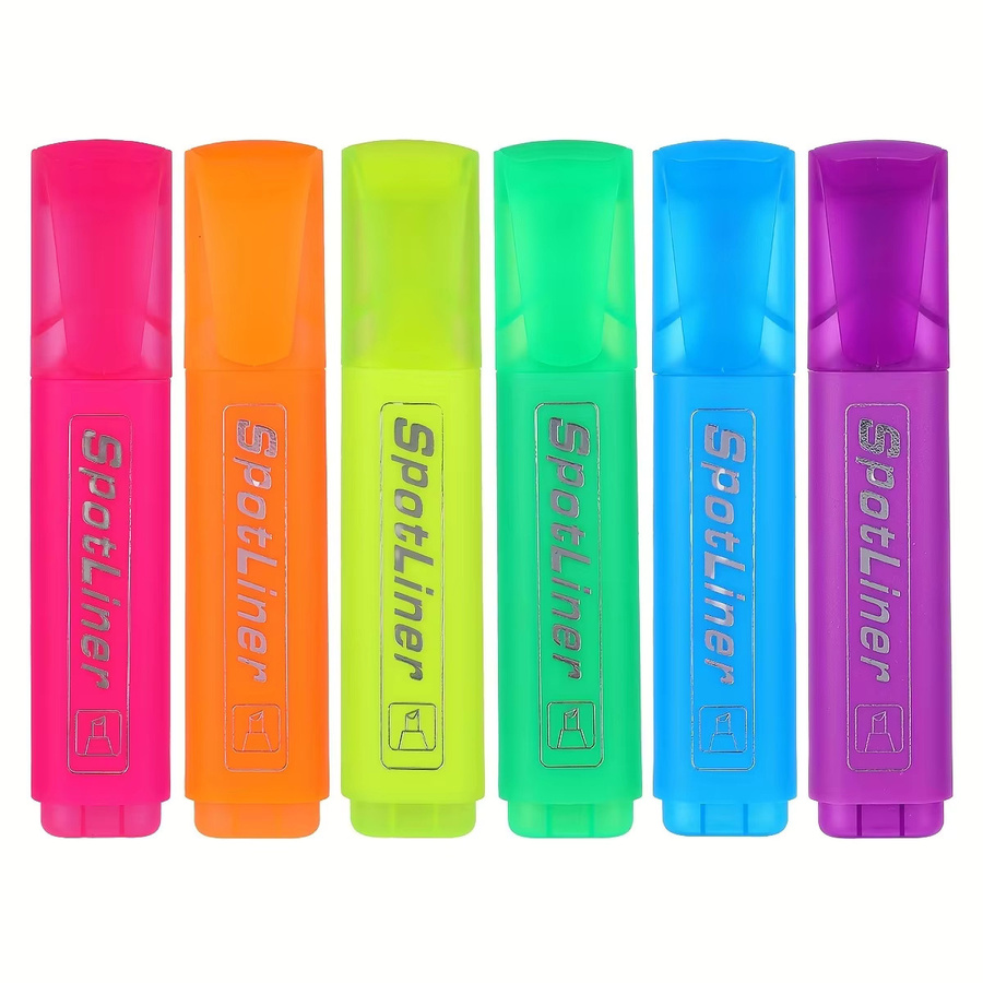 6-teiliges Textmarker-Set in Multicolour mit Keilspitze und schnell trocknender Tinte auf Wasserbasis für Schule und Journaling - Bild 2