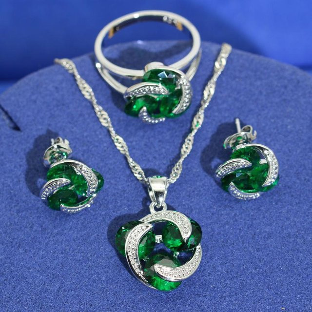 YIRAN Jewelry Halskette und Ohrringe, Kupfer, Zirkonia, Unisex - Bild 1