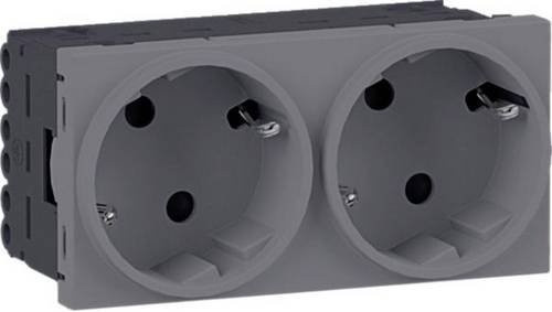 Hager Schutzkontakt-Steckdose GS2032LAN aus Aluminium in Silber/Grau - Bild 1