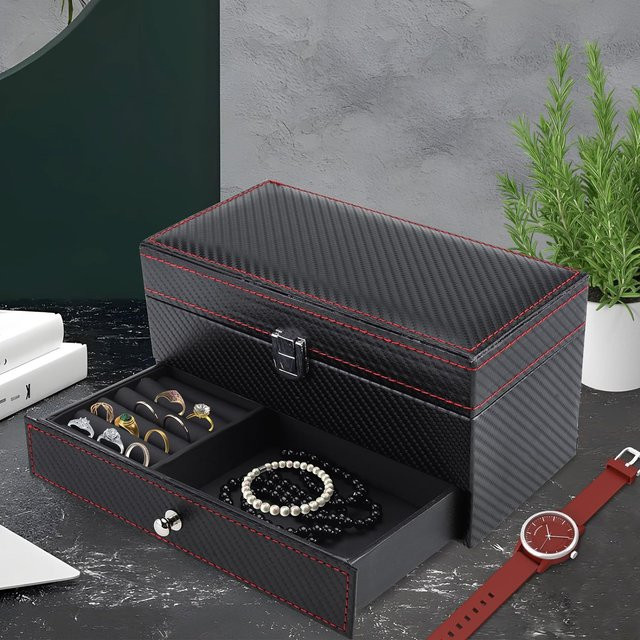DELESYS Uhrenaufbewahrungsbox, Carbon, Schwarz, Damen - Bild 1