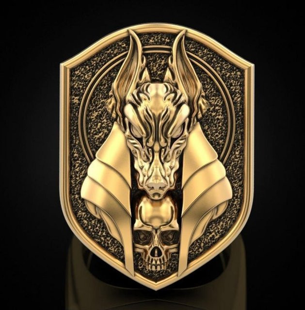 Hoyon Ring, Anubis, vergoldet, 18 Karat Gold Farbe, Herren, 11 - Bild 1