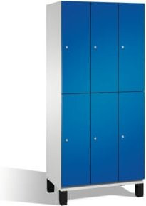 C+P Doppelstockspind Cambio auf Füßen mit 6 Fächern, Korpus Lichtgrau und Front Enzianblau, H x B x T: 198 x 90 x 52,5 cm - Bild 1