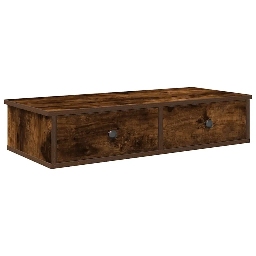 vidaXL Wandregal mit Schubladen in Räuchereiche, B/T/H: 80 x 34 x 17 cm - Bild 2