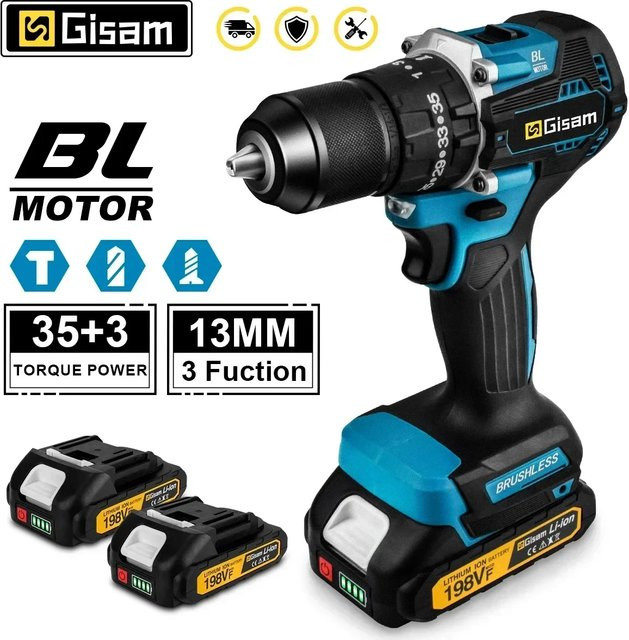 G nto Bürstenlose elektrische Schlagbohrmaschine mit 65 Nm Drehmoment und 38 Stufen, kompatibel mit Makita 18 V LXT Akku-Pins - Bild 1