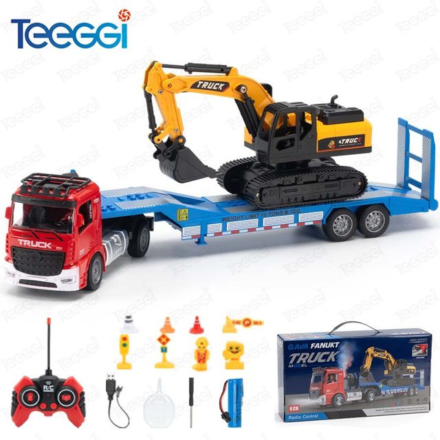 Teeggi 6CH RC Flachbett-LKW mit Trägheitsbagger, ferngesteuertes Elektroauto, ab 6 Jahren - Bild 1