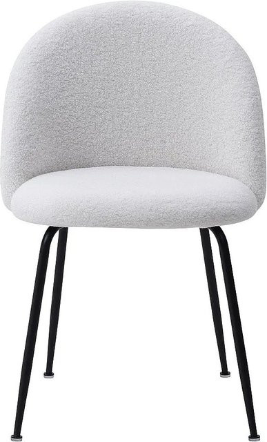 Vente-unique Stuhl Melbourne in Weiß mit Bouclé-Stoff und Edelstahlgestell, Breite: 50 cm, Tiefe: 50 cm, Höhe: 50 cm - Bild 1