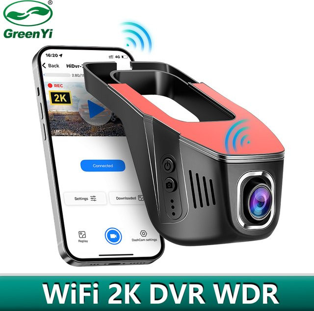GreenYi 5G WiFi Dash Cam 2K Full HD Auto DVR mit Nachtsicht und 24H Parkplatz-Überwachung in Schwarz - Bild 1