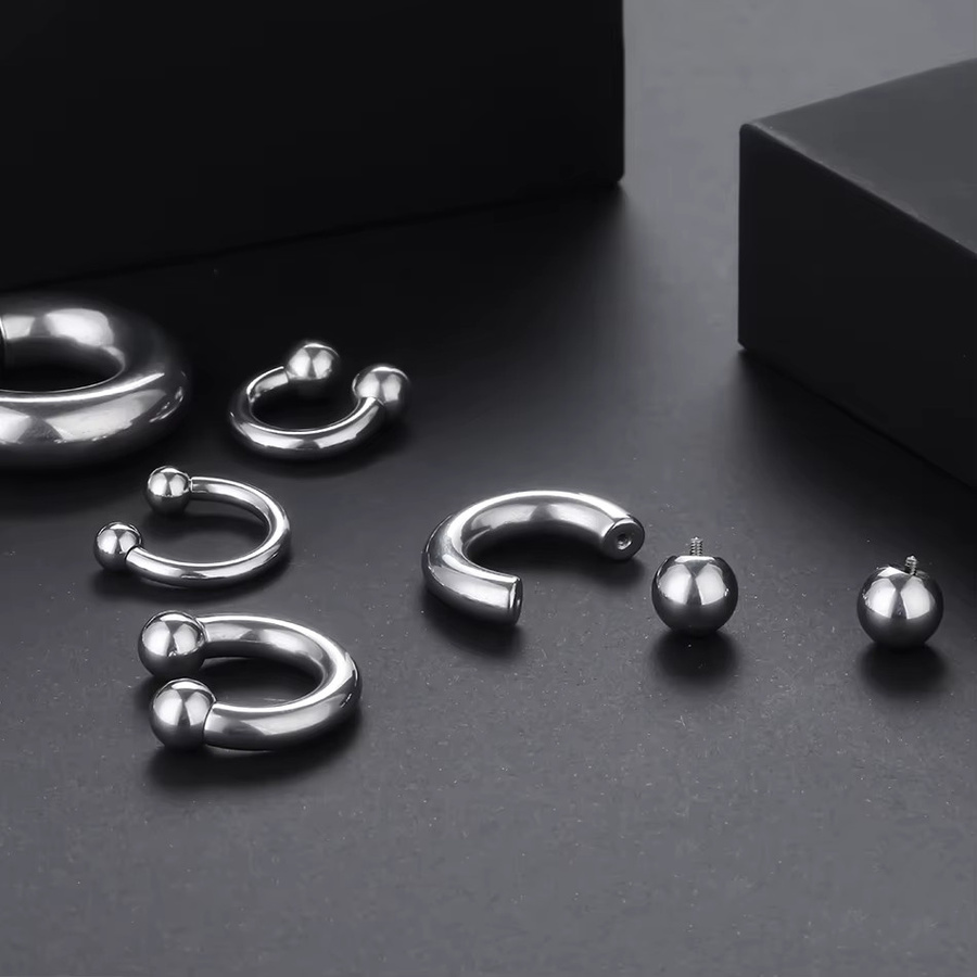 Xpircn Nasenring Hufeisen, Edelstahl, Silber, 00G-8G - Bild 3