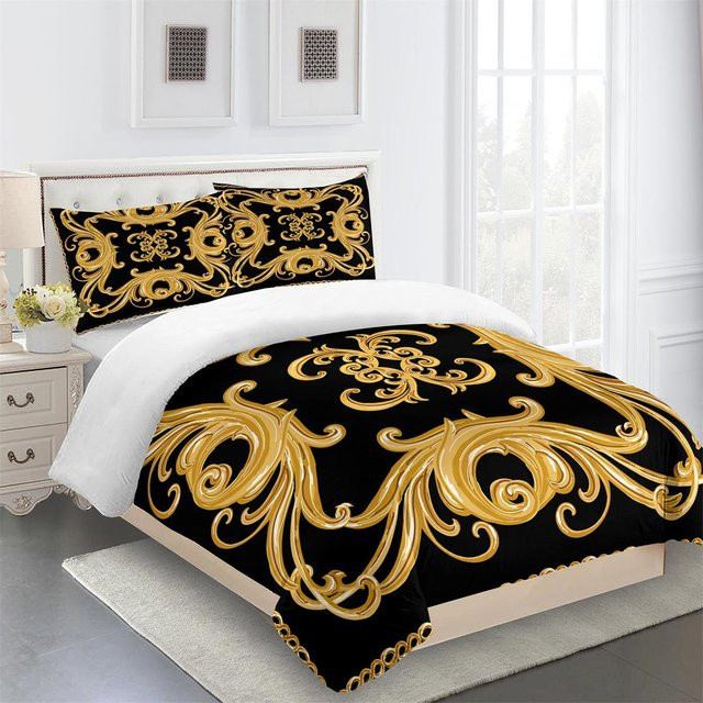 Lodestar Bettwäsche Set 3-teilig Geometrisches Design Schwarz Gold aus Mikrofaser B/H: 200 x 200 cm - Bild 1