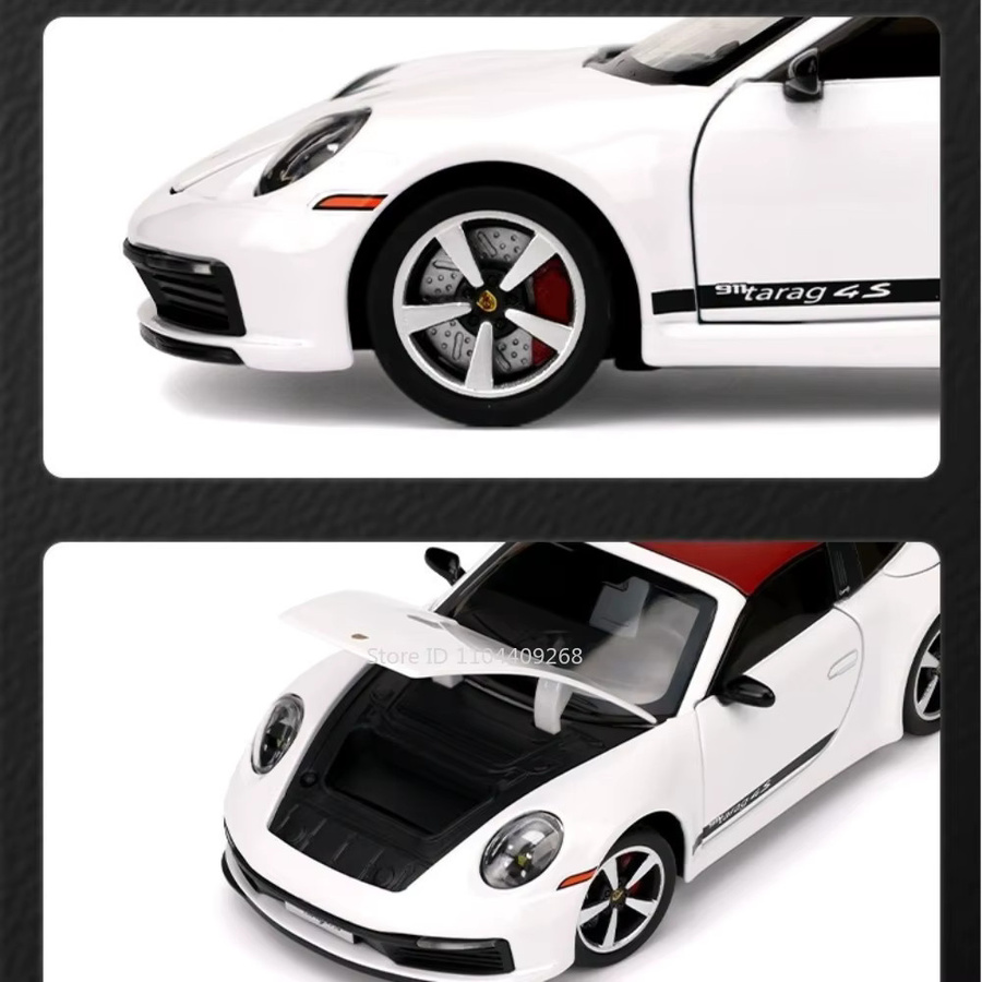 MAKEDA 911 TARGA Taycan Modellauto, Maßstab 1:32, Metall, Weiß - Bild 2