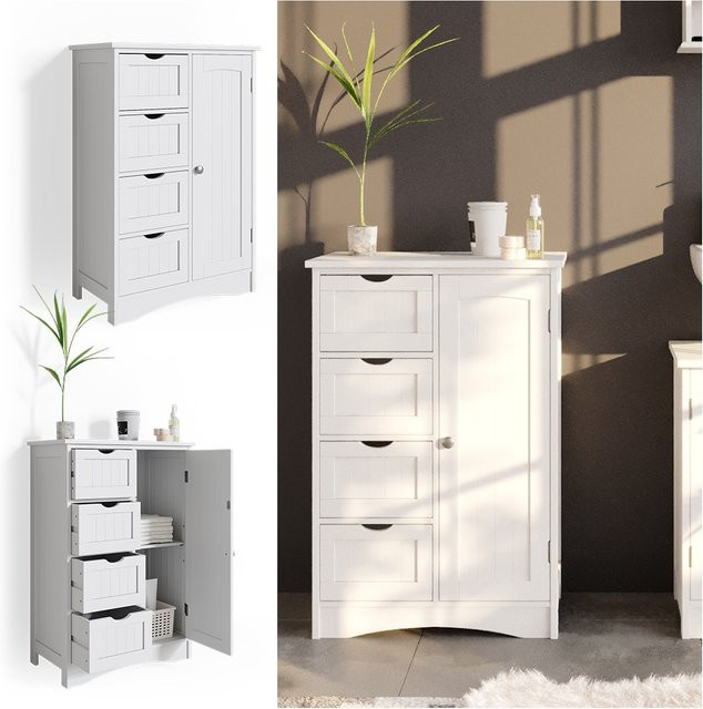 Vicco Badschrank Bianco Badregal mit 4 Schubladen im Landhausstil, Farbe: Weiß, B/T/H: 81 x 30 x 55 cm - Bild 1