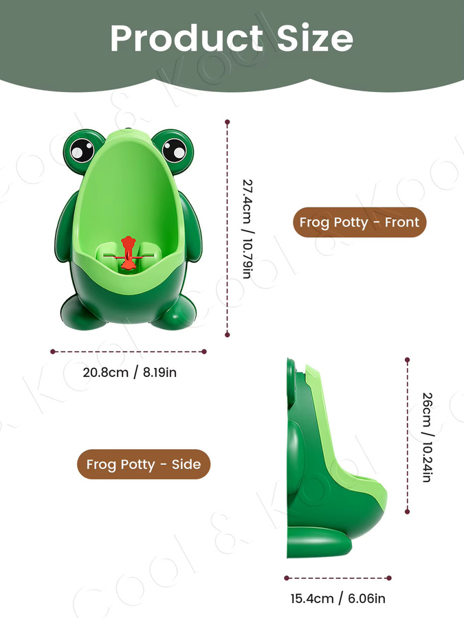 Kisslanding Frosch-Urinal für Babys zur Wandmontage in Grün und Braun für das Toilettentraining - Bild 2
