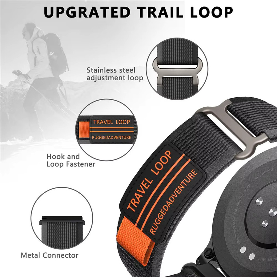 2 Stück DAINU Nylon-Klettverschlussbänder für Suunto 7, 9, 9 Titanium, 9 Baro, 9 GPS, D5, D5i, D7, Spartan Ultra und Spartan Sport in Orange und Grün - Bild 1