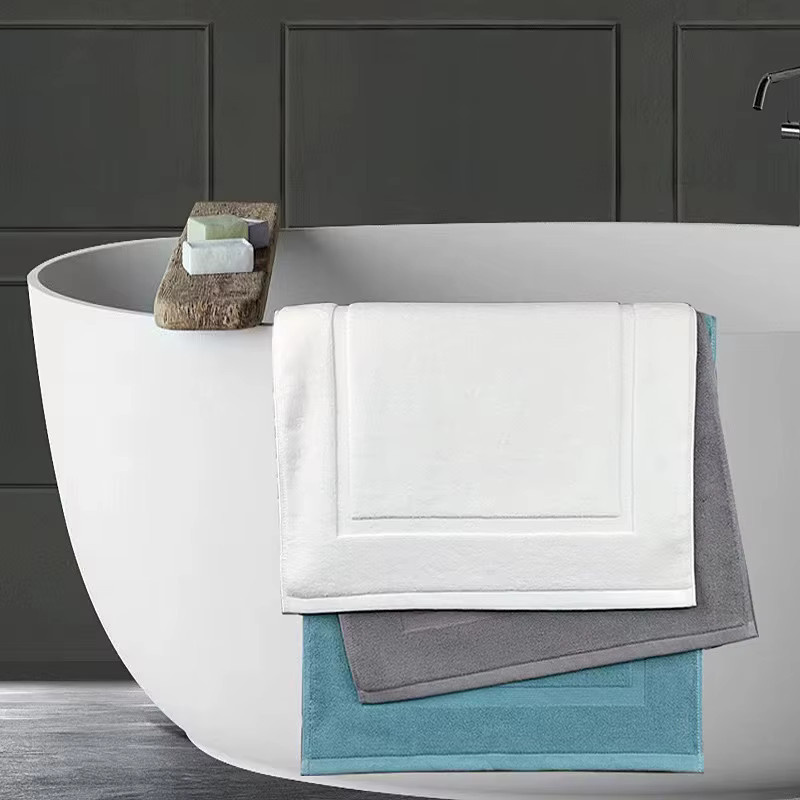 EGW Jacquard Badezimmermatte aus 100 % Baumwolle, weiß, rutschfest, B/B: 50 x 80 cm - Bild 1