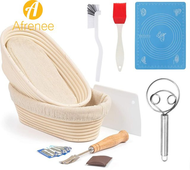 AfreNee Brot Banneton Proofing Korb Set aus natürlichem Rattan in Beige, runde Teigkörbe für Sauerteig und Gärung - Bild 1