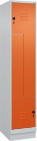 C+P Z-Spind Classic PLUS mit Sockel, 2 Fächer, Grau/Orange, H x B x T: 195 x 40 x 50 cm, Sicherheits-Drehriegel und Soft-Anschlag - Bild 1