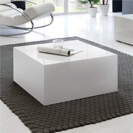 FineBuy Couchtisch MONOBLOC aus Holz in Weiß, quadratisch, Breite: 60 cm
