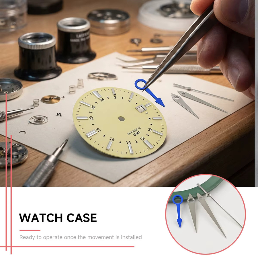 Seiko Uhrengehäuse, 35 mm, cremefarbenes Zifferblatt, Edelstahl, Leder - Bild 3