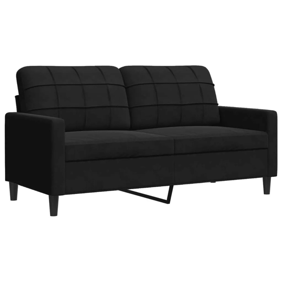 vidaXL 2-Sitzer-Sofa in Schwarz mit Samtbezug und Metallrahmen, Breite: 140 cm, Tiefe: 190 cm - Bild 2