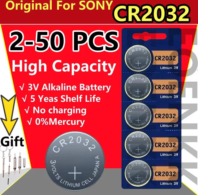 Sony CR2032 Lithium-Knopfzelle Silber für Uhren, Spielzeug und Fernbedienungen - Bild 1