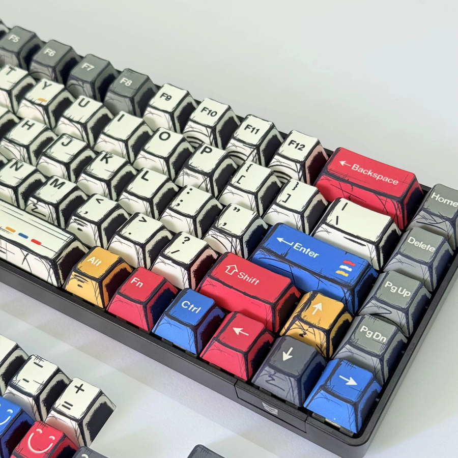Comic Mixed-Lights Tastenkappen im Cherry Profile aus PBT mit Numpad für 60 % 75 % 100 % MX mechanische Tastaturen, Multicolor - Bild 2