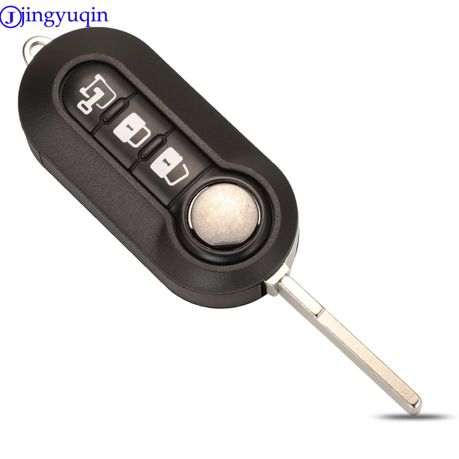 Jingyuqin Remote Key Case Shell für Fiat 500 Panda Punto Bravo Doblo Peugeot Boxer Citroen Relay Fiat Ducato Lancia Musa in Schwarz - Bild 2