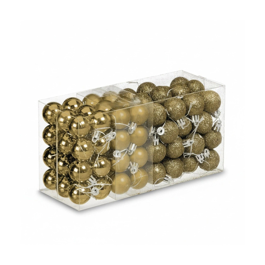 Relaxdays Weihnachtskugeln Set in Gold aus Kunststoff mit Aufbewahrungsbox - Bild 2